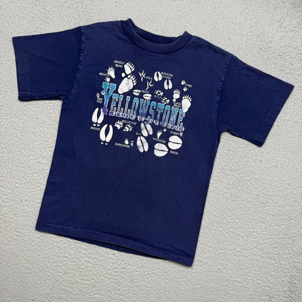 Kids Vintage 90s Yellowstone Animal Footprints T-shirt